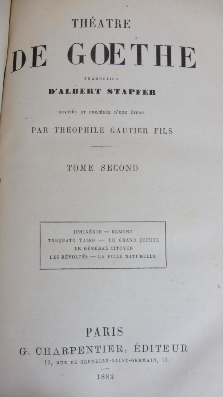 Oeuvres de Goethe 1870-1882 5 vol.