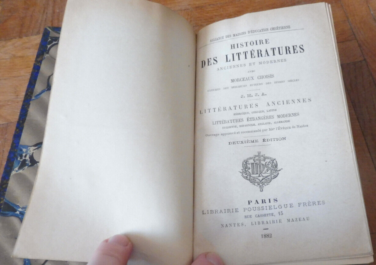 Histoire des littératures anciennes et modernes 1882