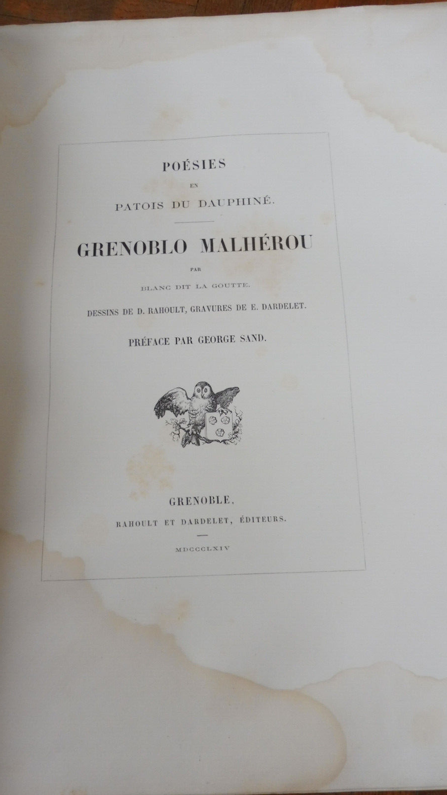 Grenoblo Malhérou (Blanc dit La Goutte) 1864 illus. Rahoult, Dardelet DAUPHINE