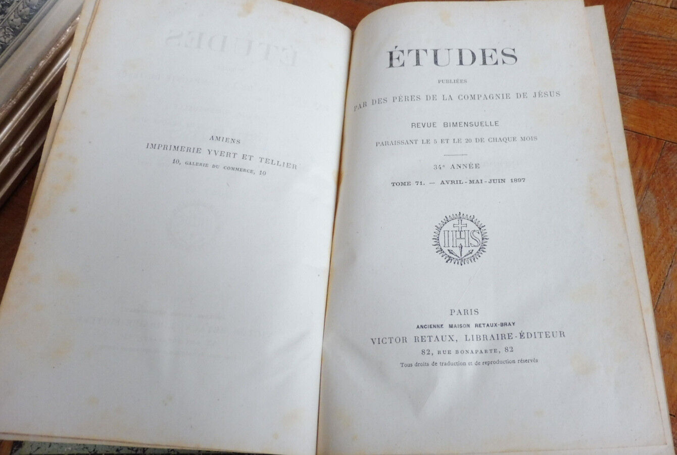 Etudes des jésuites avril, mai, juin 1897