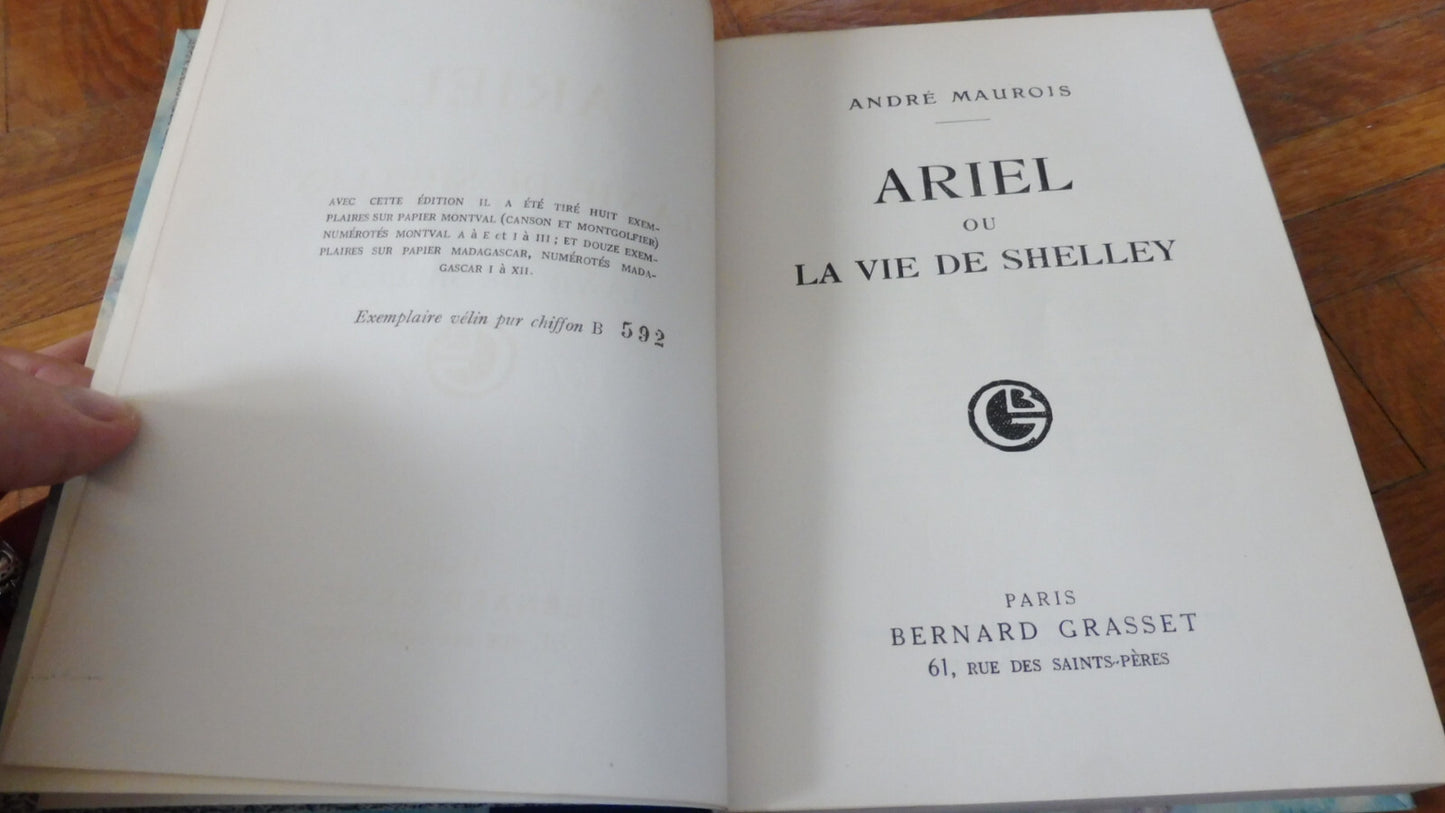 Ariel ou la vie de Shelley (André Maurois) 1929 VELIN