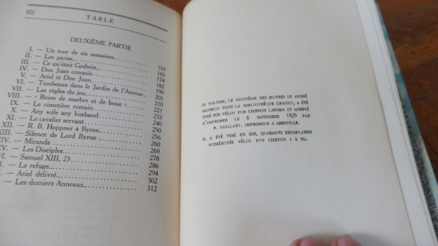 Ariel ou la vie de Shelley (André Maurois) 1929 VELIN