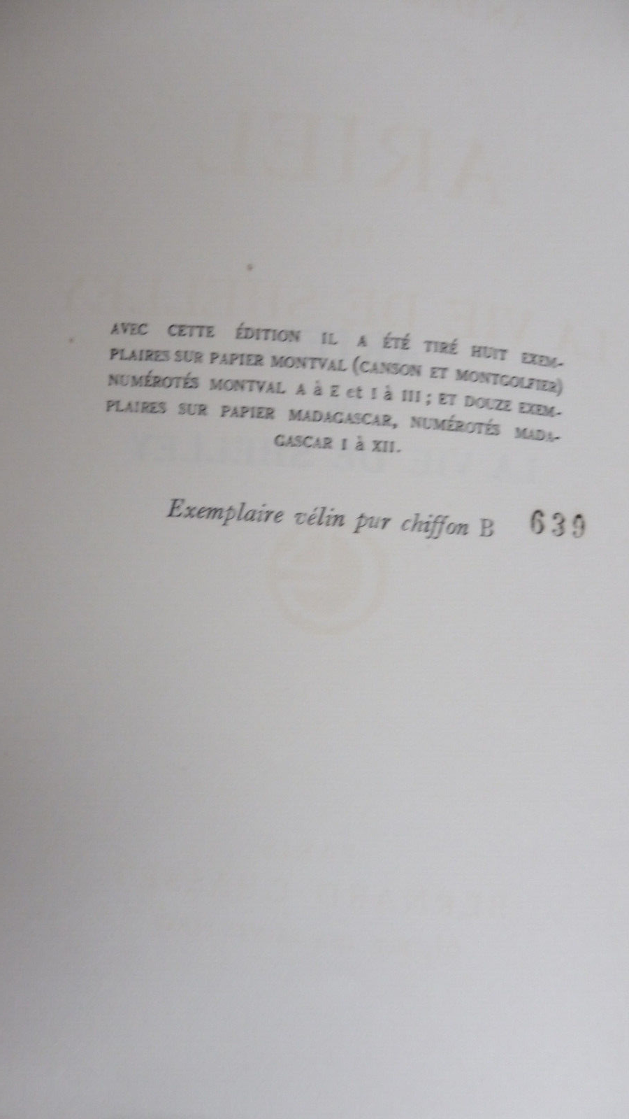 Ariel ou la vie de Shelley (André Maurois) 1929 VELIN