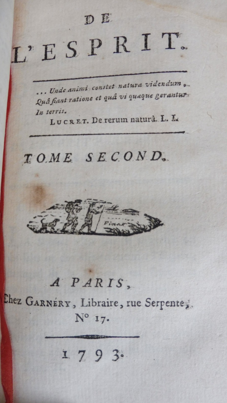 De l'esprit (Helvétius) 1793 PHILOSOPHIE MATERIALISME