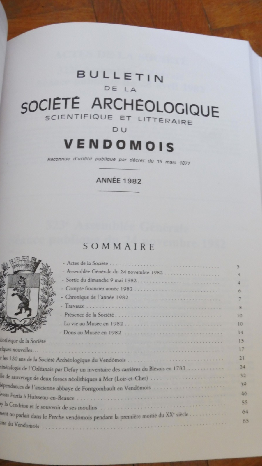 Bulletin de la Société Archéologique du Vendomois 1979-85