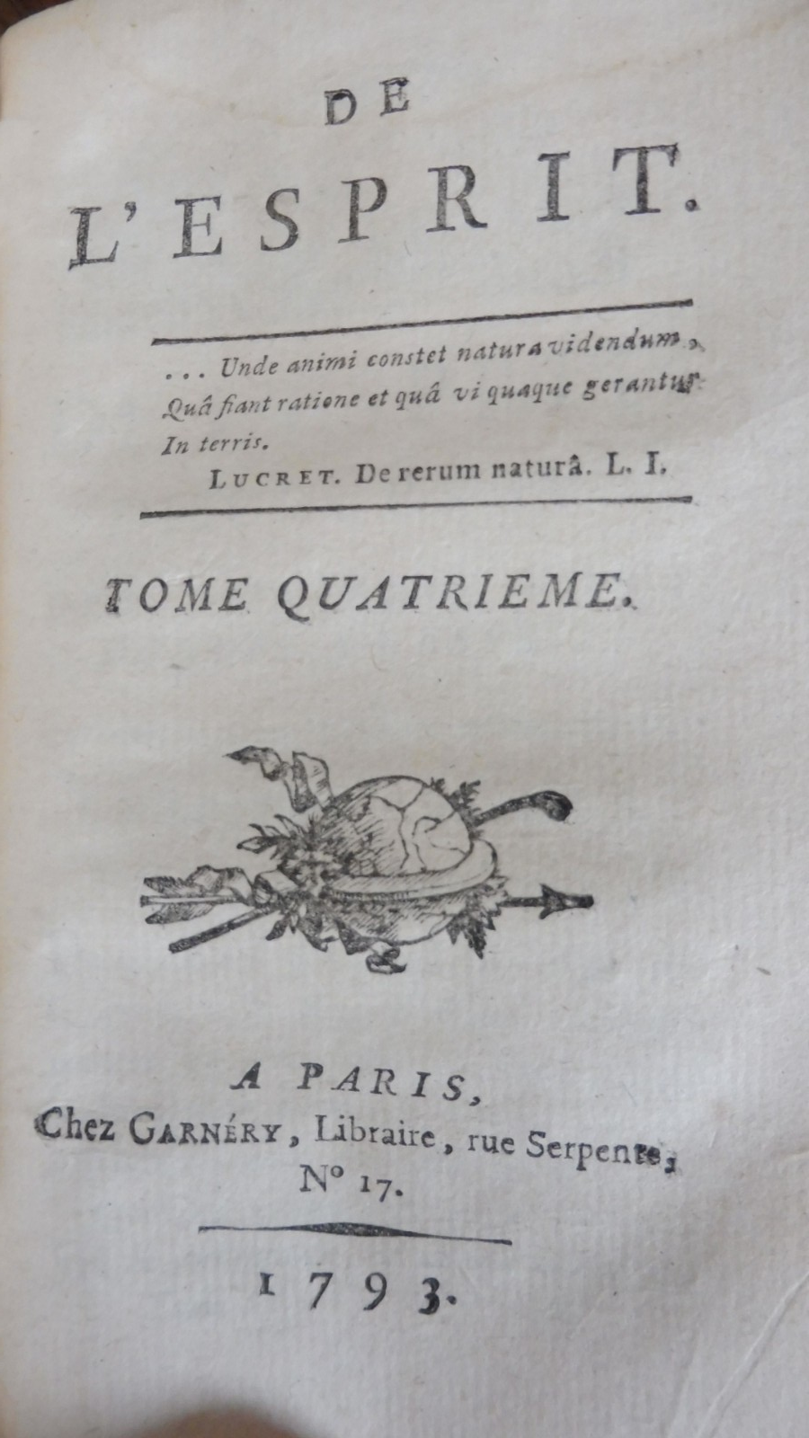 De l'esprit (Helvétius) 1793 PHILOSOPHIE MATERIALISME