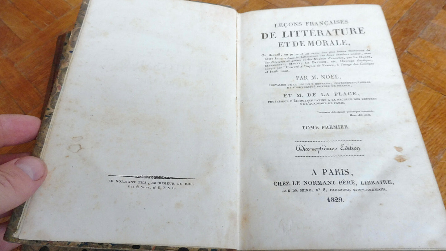 Littérature comparée (M. Noël) 1829 2 vol. COMPLET