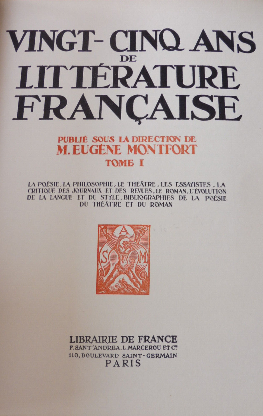 Vingt-cinq ans de littérature française (E. Montfort) s.d. 2/2 SIGNE NUMEROTE