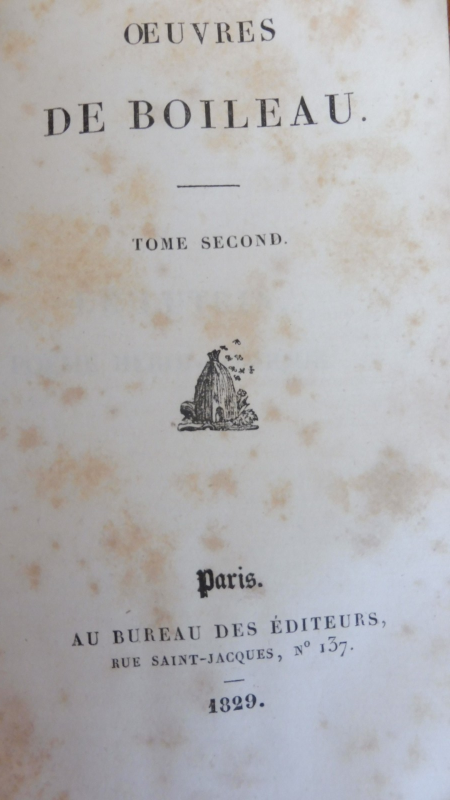 Oeuvres de Boileau 1829 2 tomes en 1 vol.