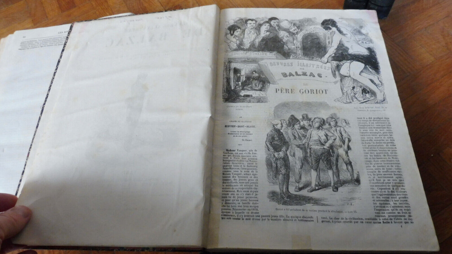 Oeuvres illustrées de Balzac 1874 8 vol. en 4 tomes illus. Daumier, Johannot...