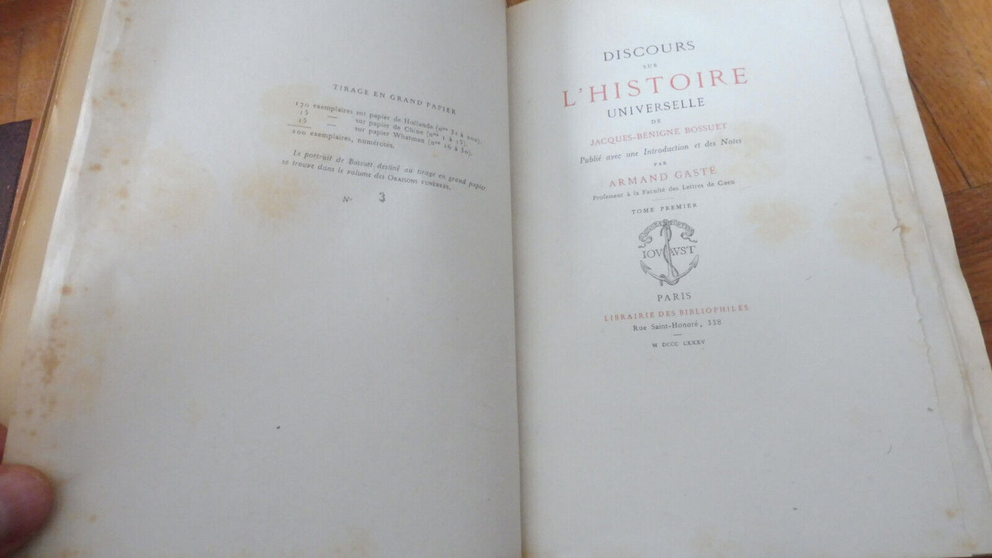 Discours sur l'histoire universelle (Bossuet) 1885 CHINE 2/2