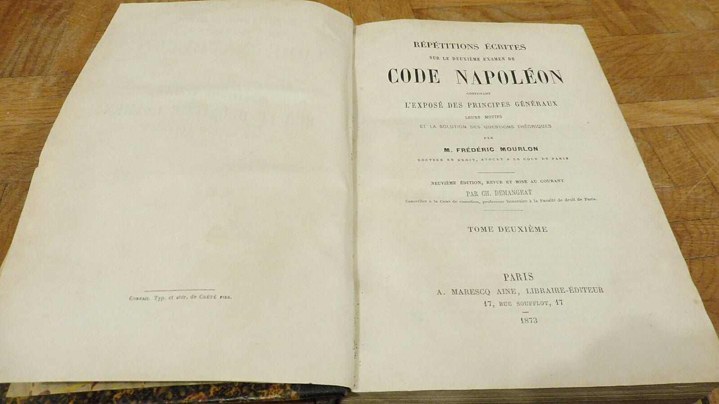 Répétitions écrites sur le Code Napoléon (Frédéric Mourlon) 1873