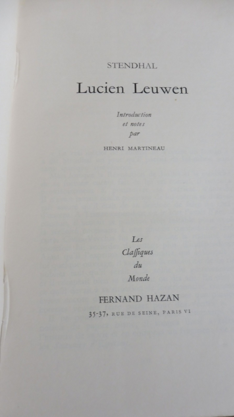 Lucien Leuwen (Stendhal) 1950