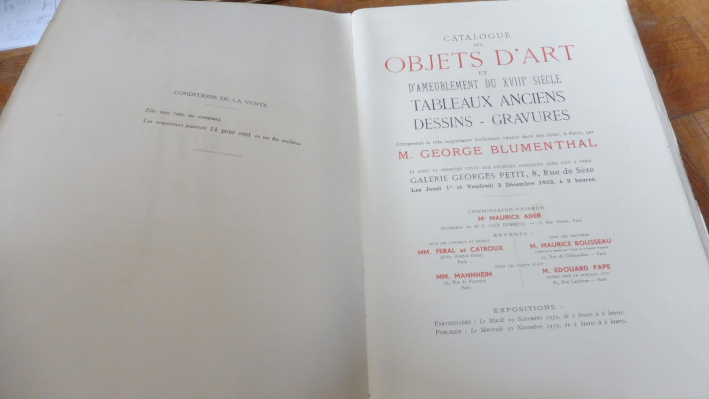 Collection de M. George Blumenthal 1932