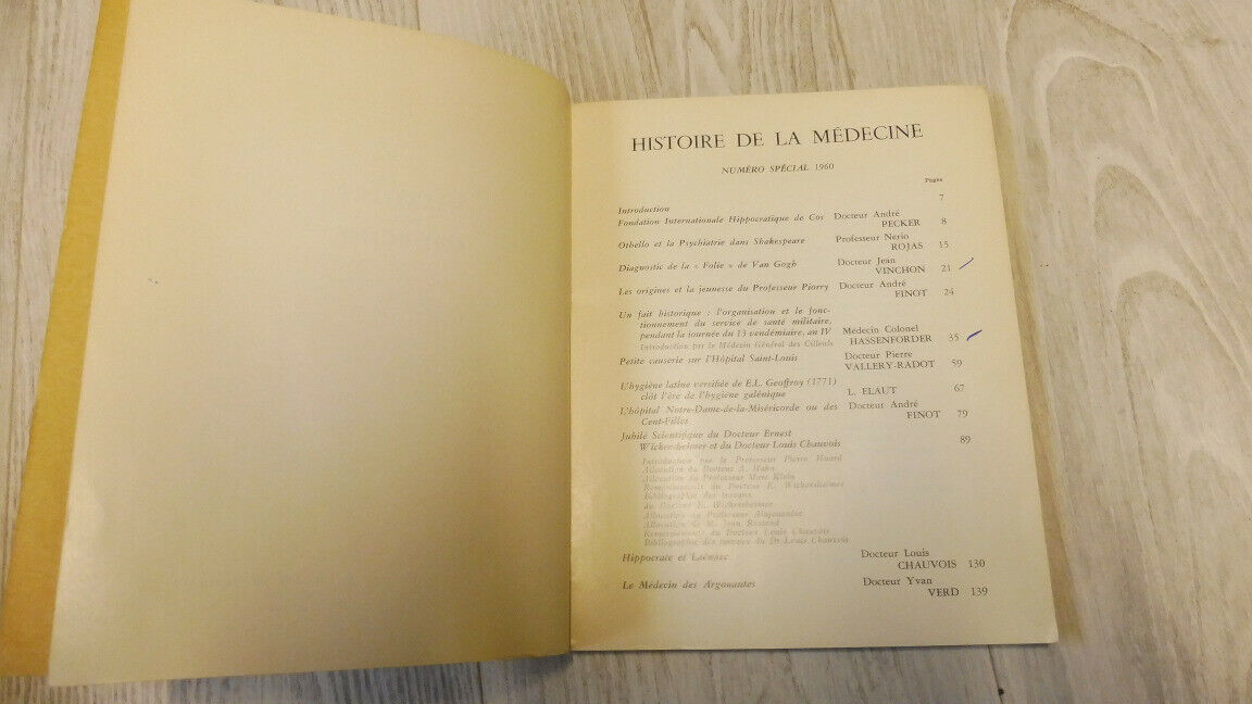 Histoire de la médecine. Numéro spécial. 1960