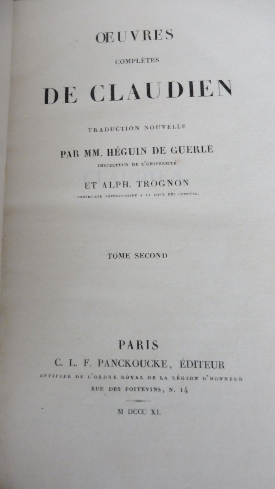 Oeuvres complètes de Claudien 1840 2/2