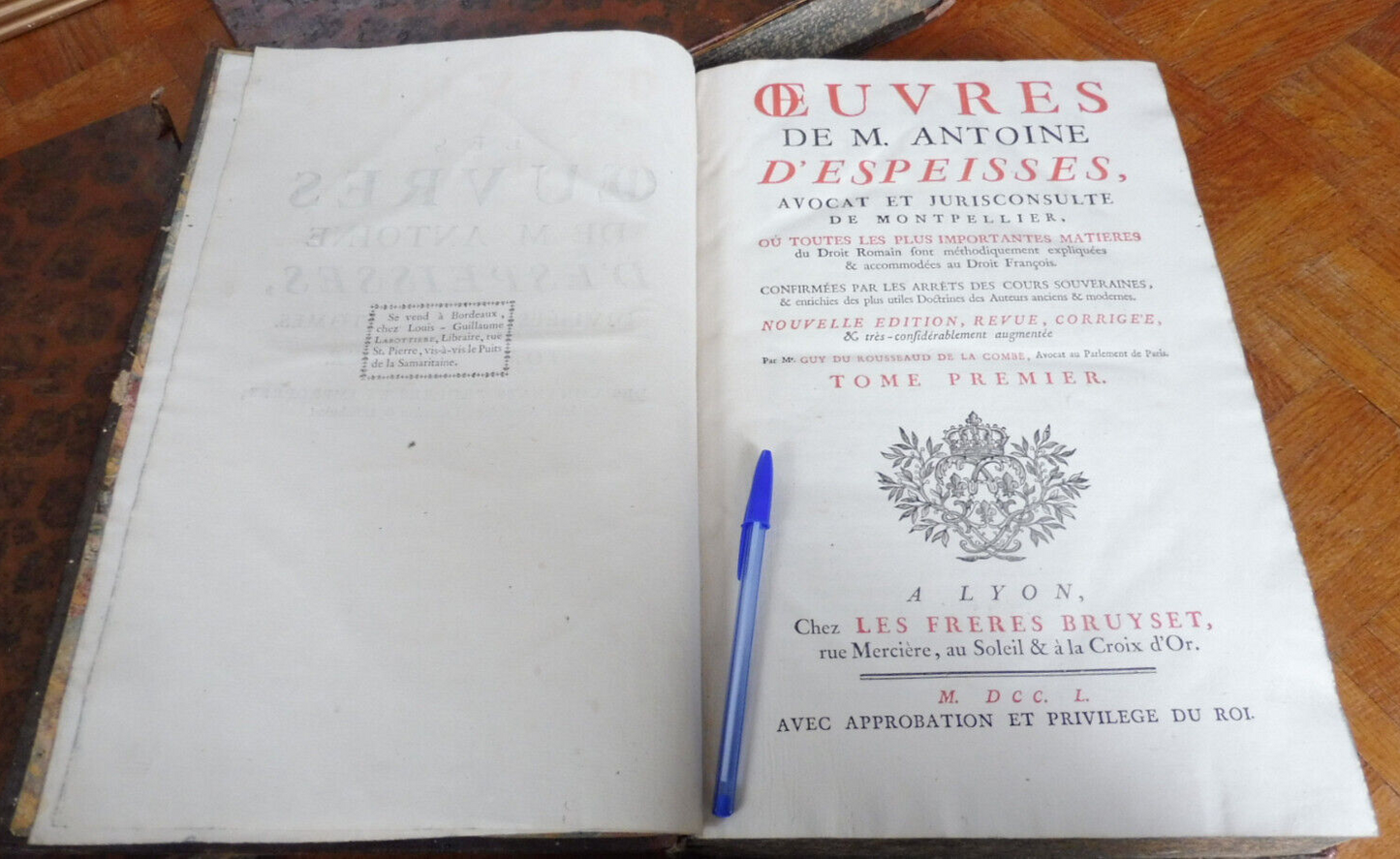 Oeuvres de M. Antoine D'Espeisses 1750 3/3 IN FOLIO DROIT