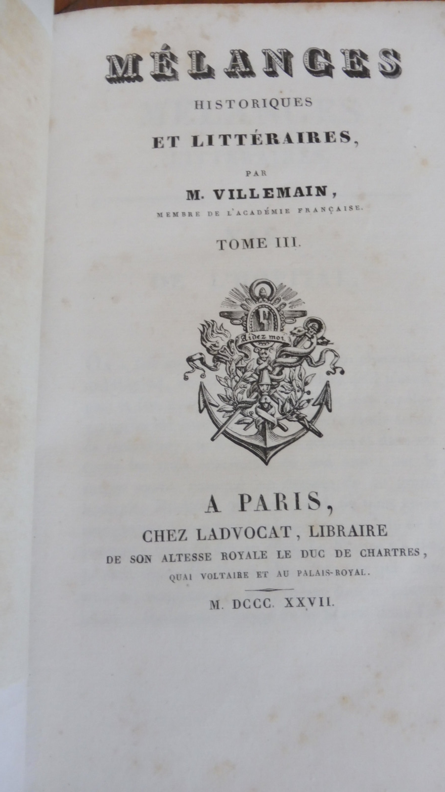 Mélanges historiques et littéraires (Villemain) 1827 3/3