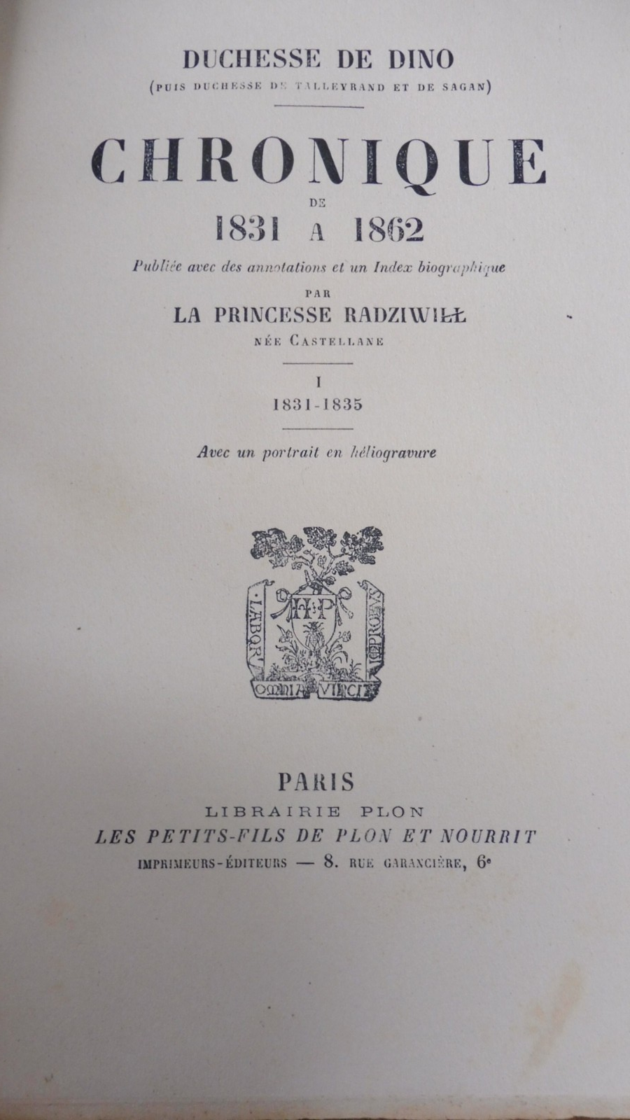 Chronique de 1831-50 (Duchesse de Dino) 1910
