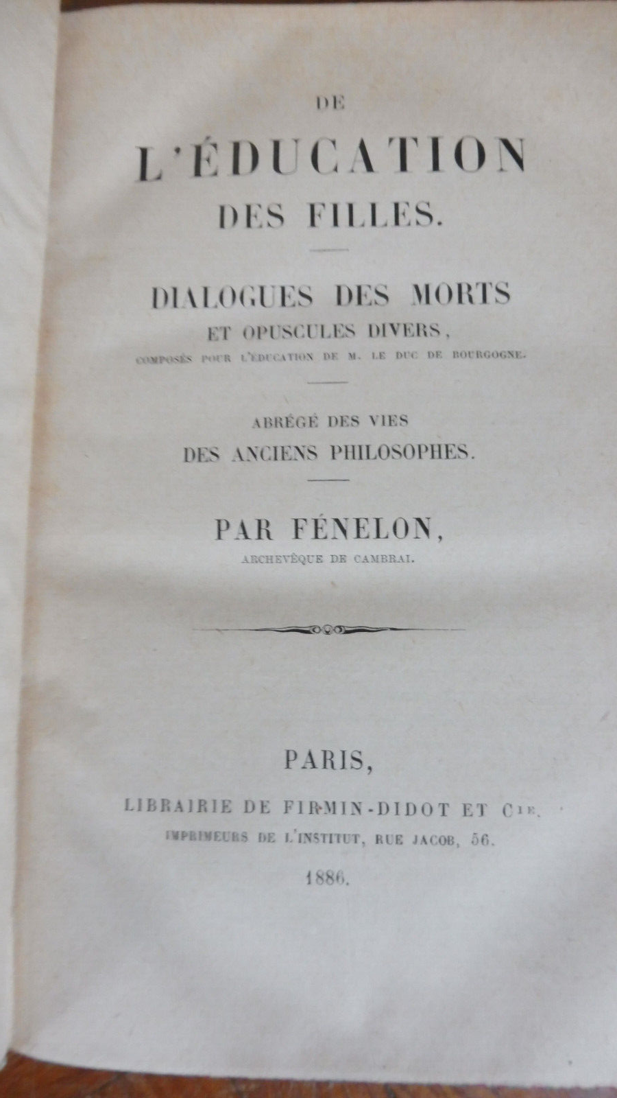 De l'éducation des filles + Dialogues des morts (Fénélon) 1886