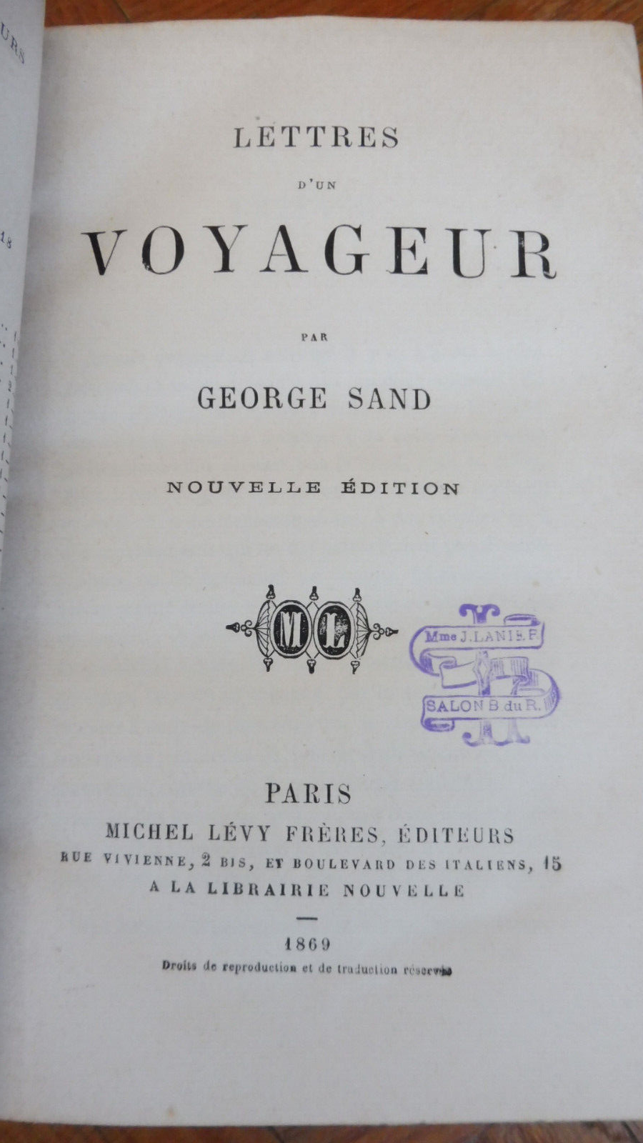 Lettres d'un voyageur (George Sand) 1869