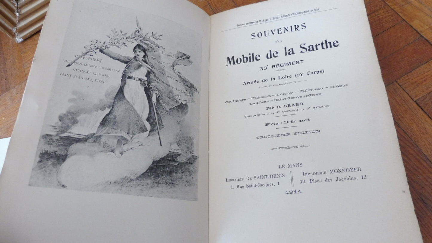 Souvenirs d'un mobile de la Sarthe (D. Erard) 1911 ENVOI