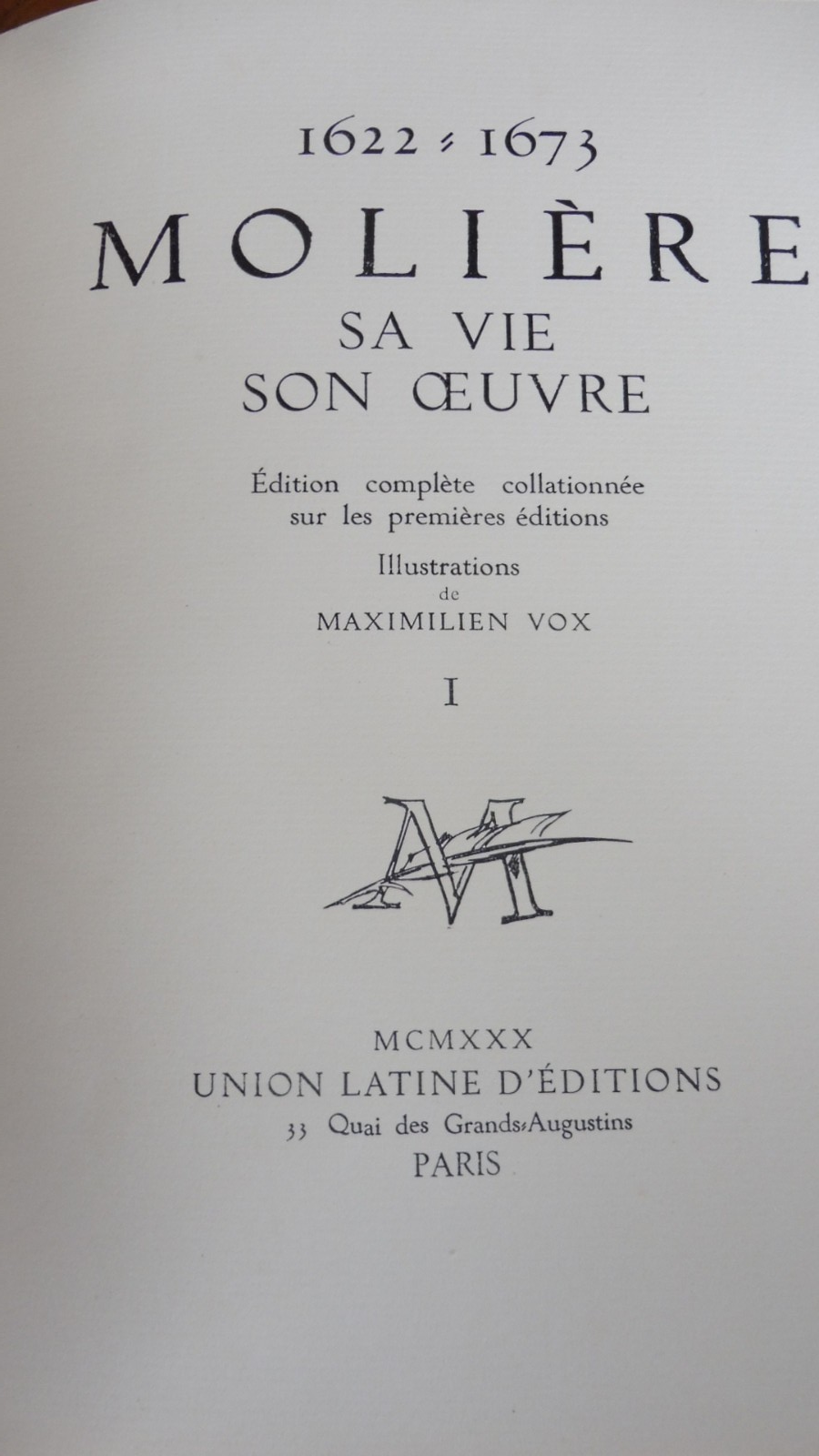 Molière. Sa Vie. Son oeuvre 1930 s.d. illus. M. Vox 6/6