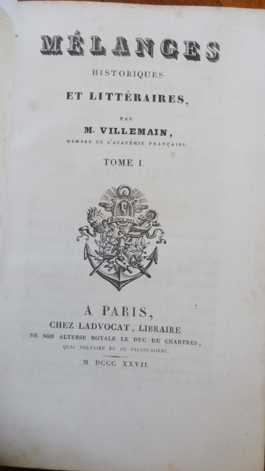 Mélanges historiques et littéraires (Villemain) 1827 3/3