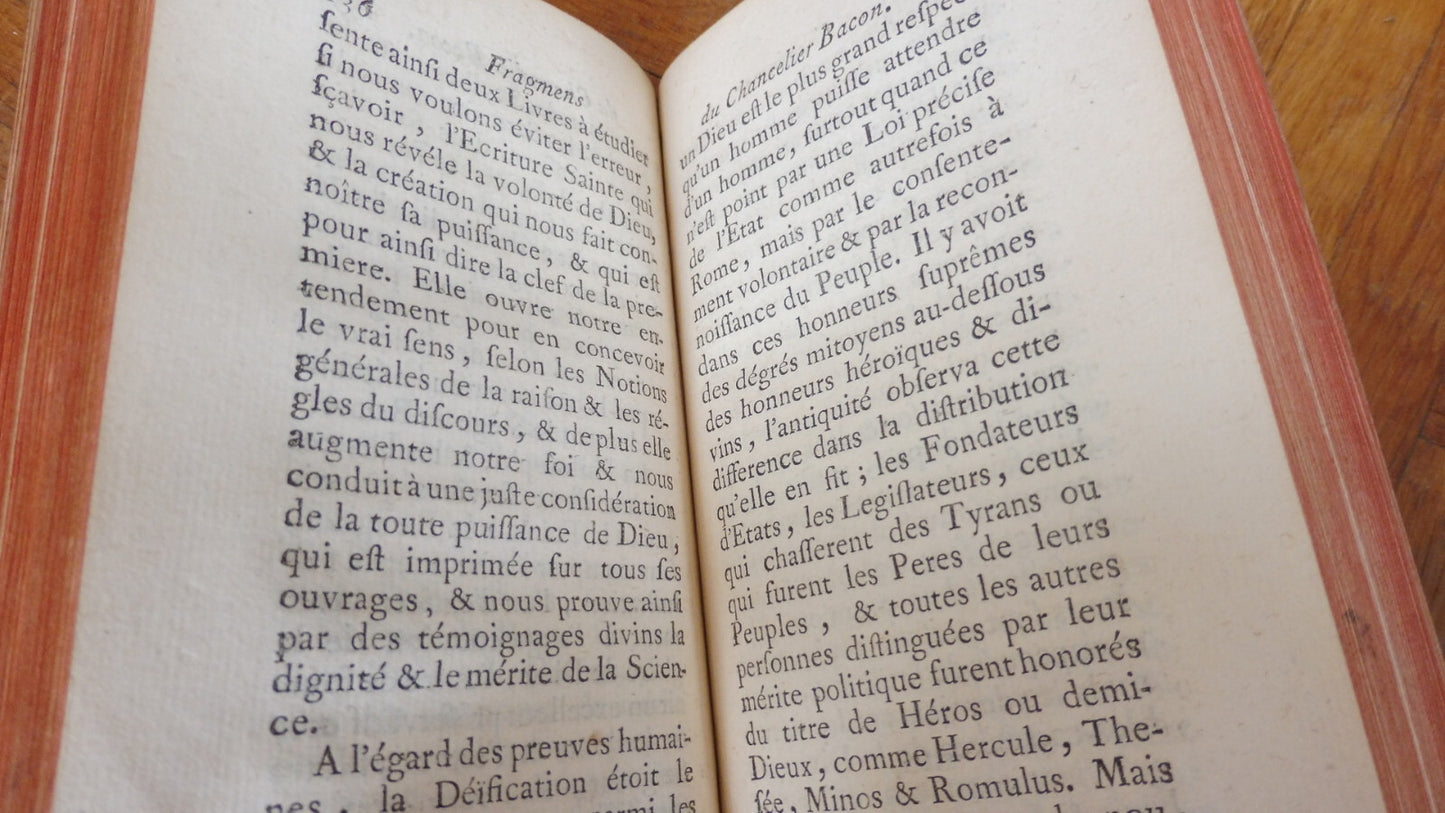 Fragments extraits des oeuvres du Chancelier Bacon 1765