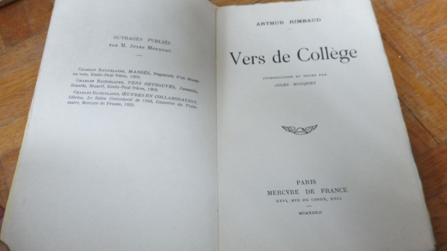 Vers de collège (Arthur Rimbaud) 1932 ENVOI