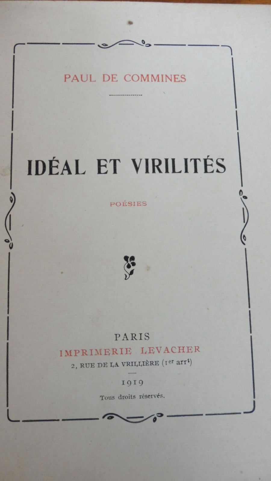 Idéal et virilités (Paul de Commines) 1919 ENVOI + TRUFFÉ