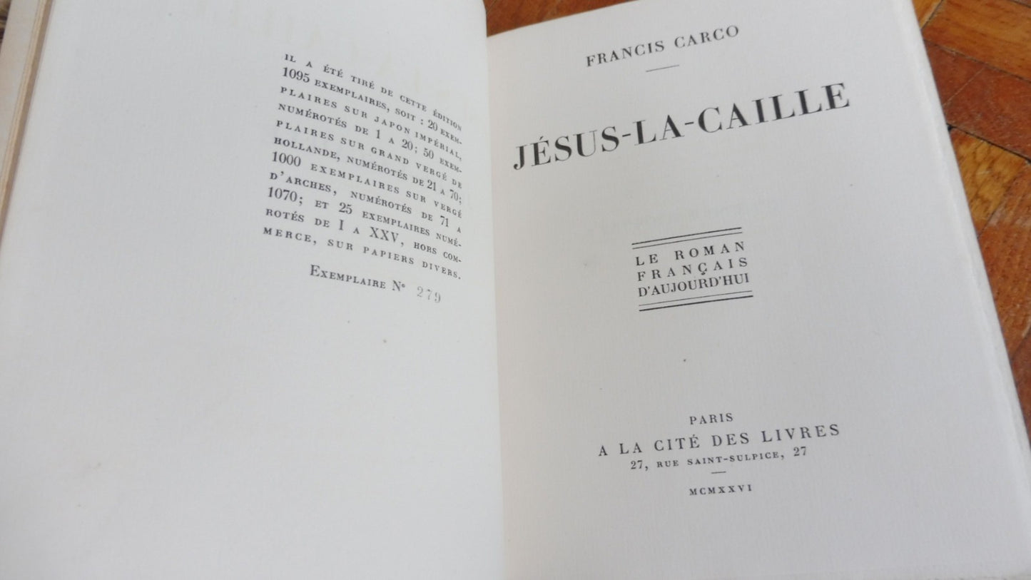 Jésus-la-Caille (Francis Carco) 1926
