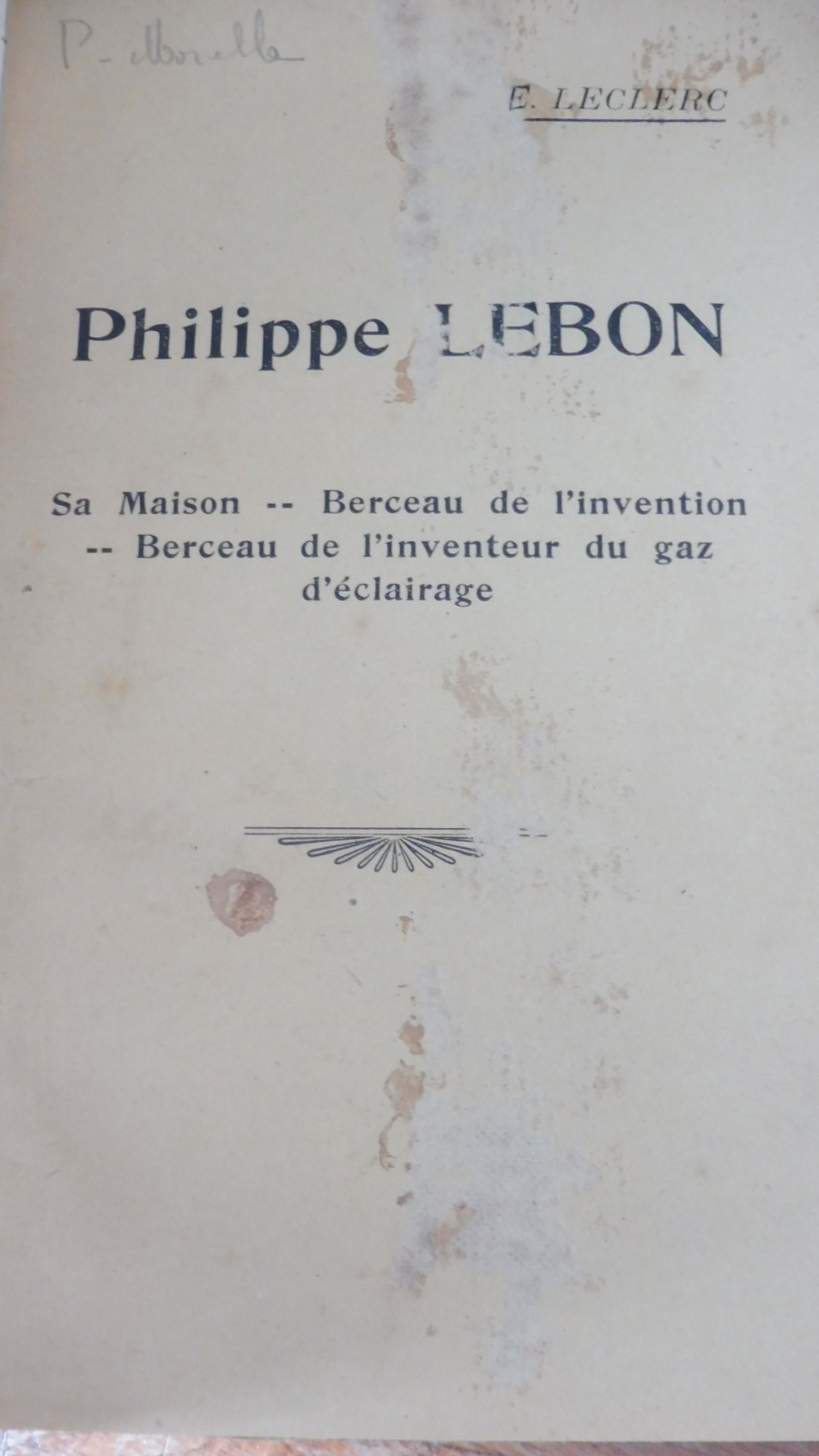 Philippe Lebon (E. Leclerc) 1906 INVENTIONS