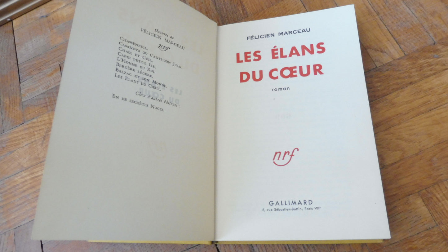 Les Elans du coeur (Félicien Marceau) 1955 maquette Bonet