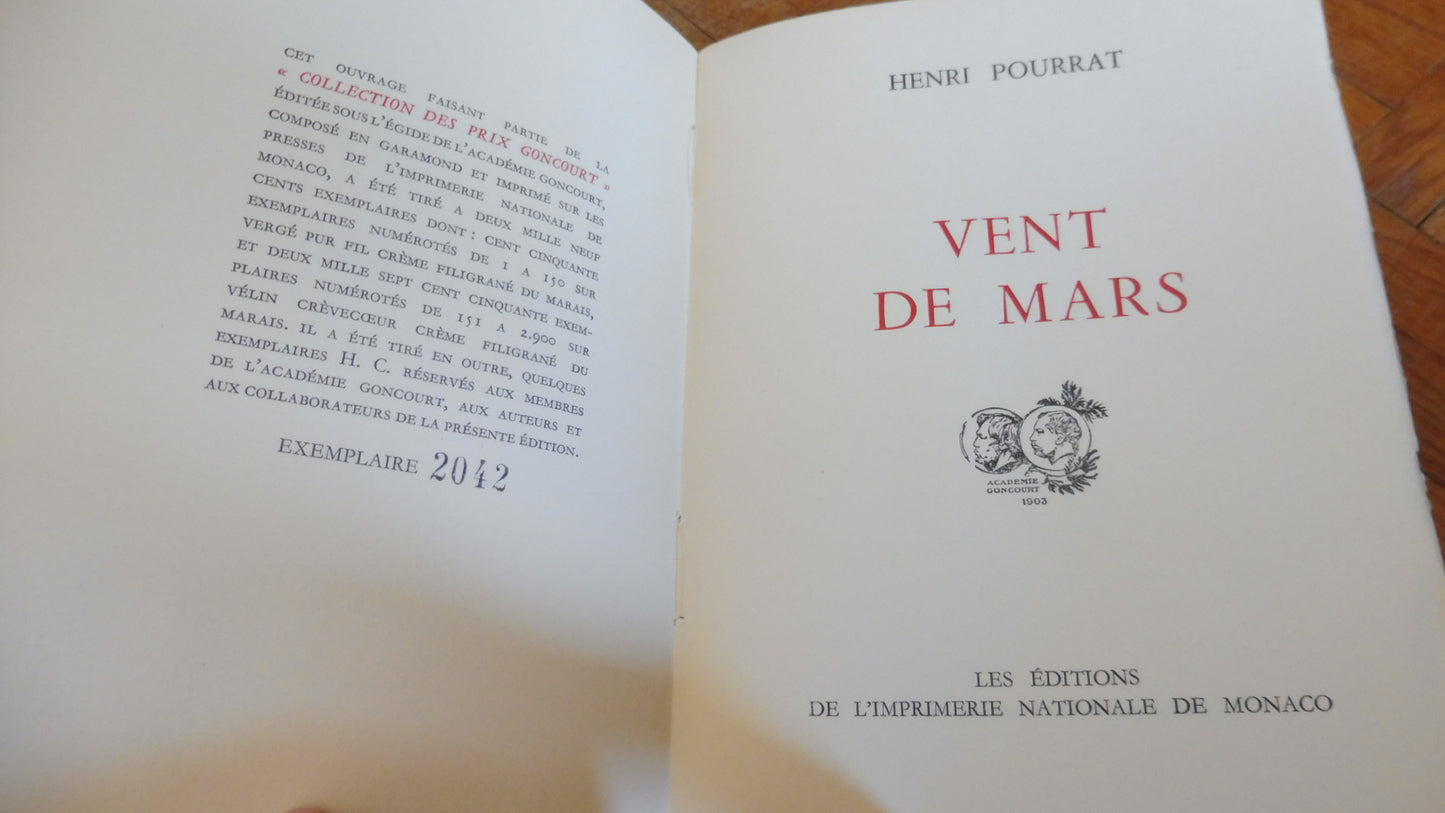 Vent de mars (Henri Pourrat) 1952 VELIN