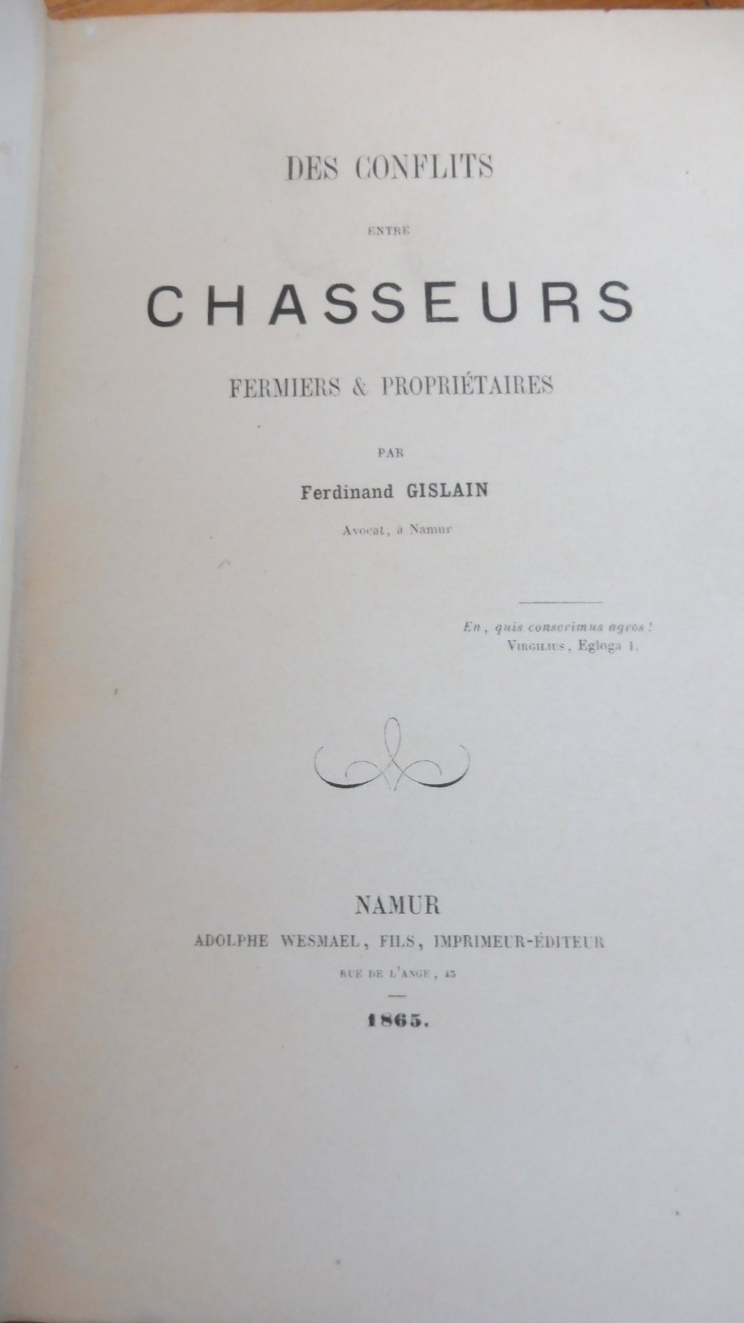 Des Conflits entre chasseurs, fermiers et propriétaires (F. Gislain) 1865 ENVOI
