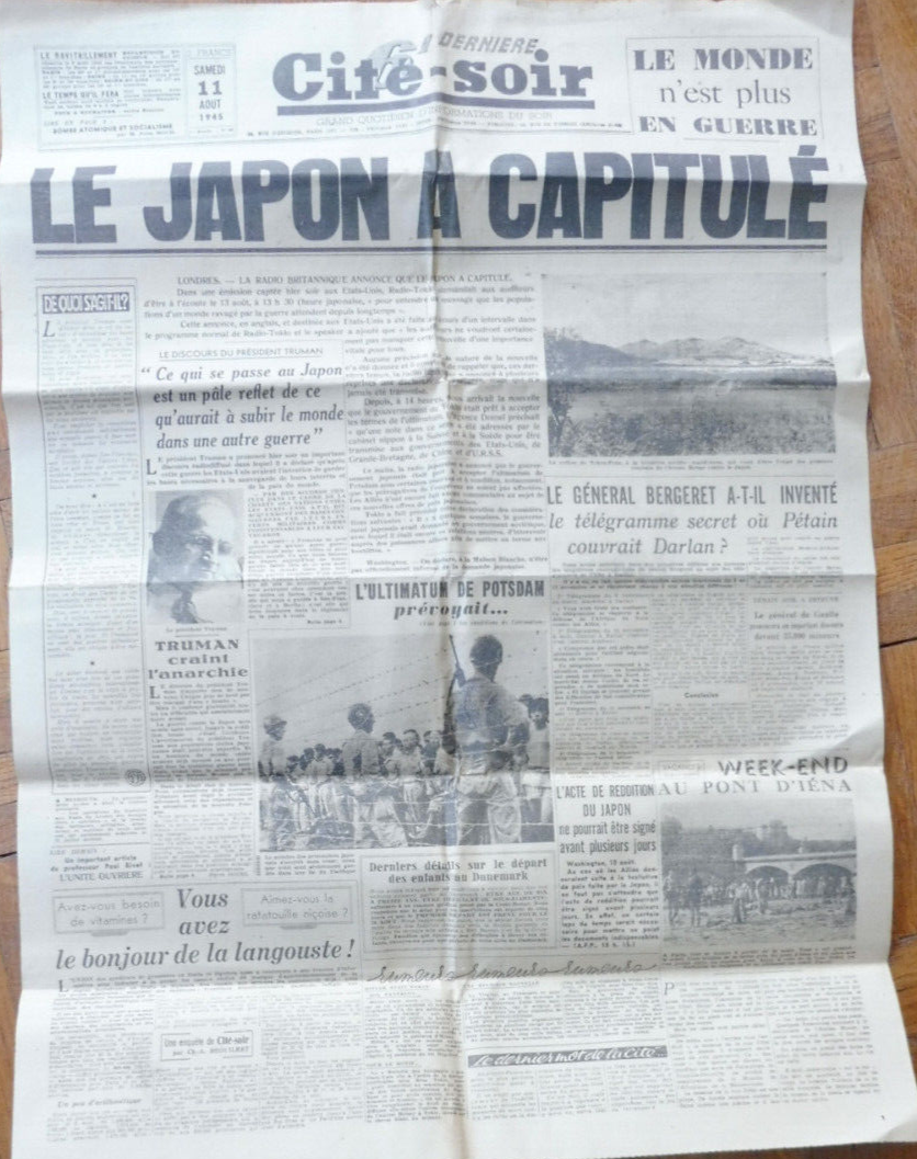 Cité-soir 11 août 1945 CAPITULATION DU JAPON