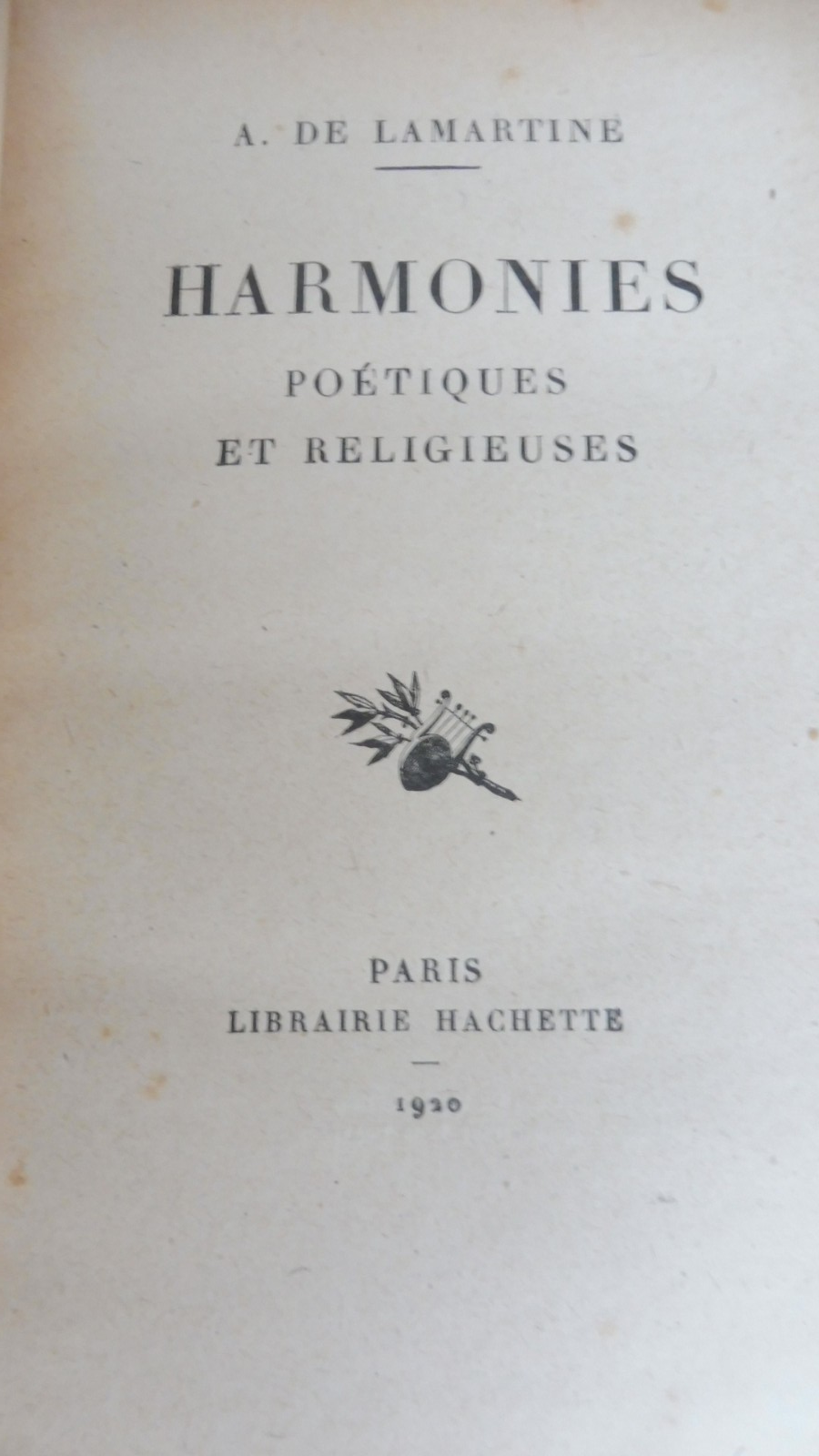 Harmonies poétiques (De Lamartine) 1920