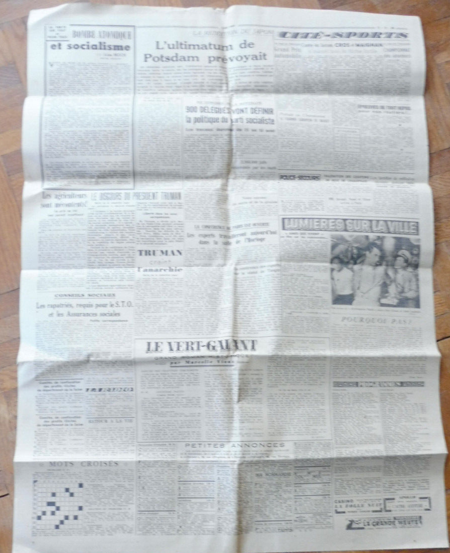 Cité-soir 11 août 1945 CAPITULATION DU JAPON
