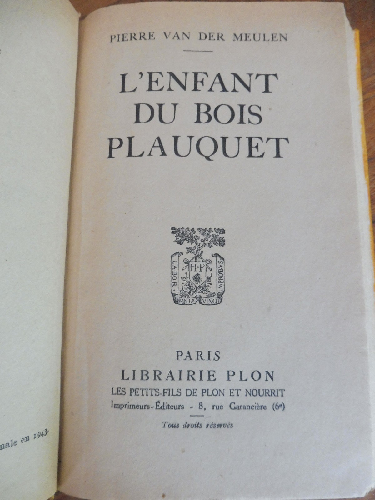 L'Enfant du bois Plauquet (Pierre Van Der Meulen) 1943