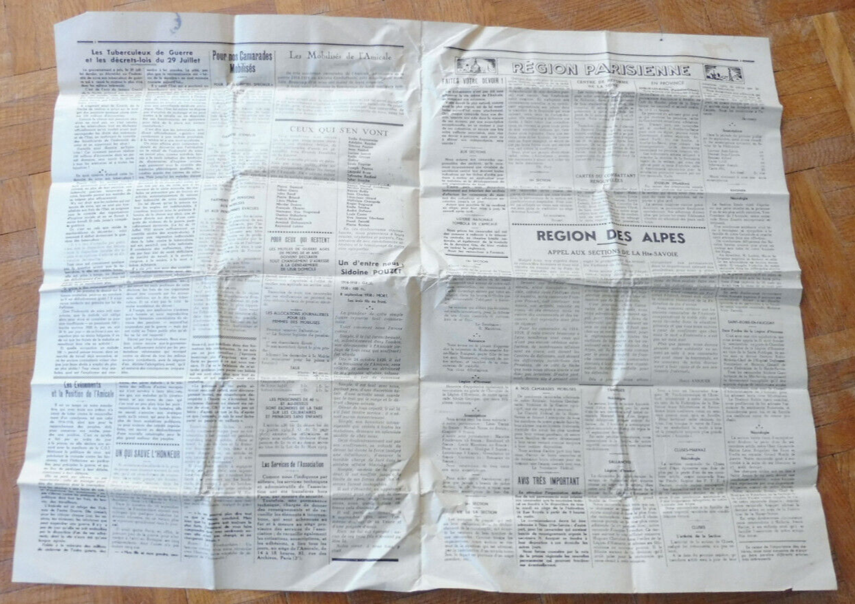 Le Mutilé Parisien sept. oct. 1939 Amicale des Mutilés, Réformés