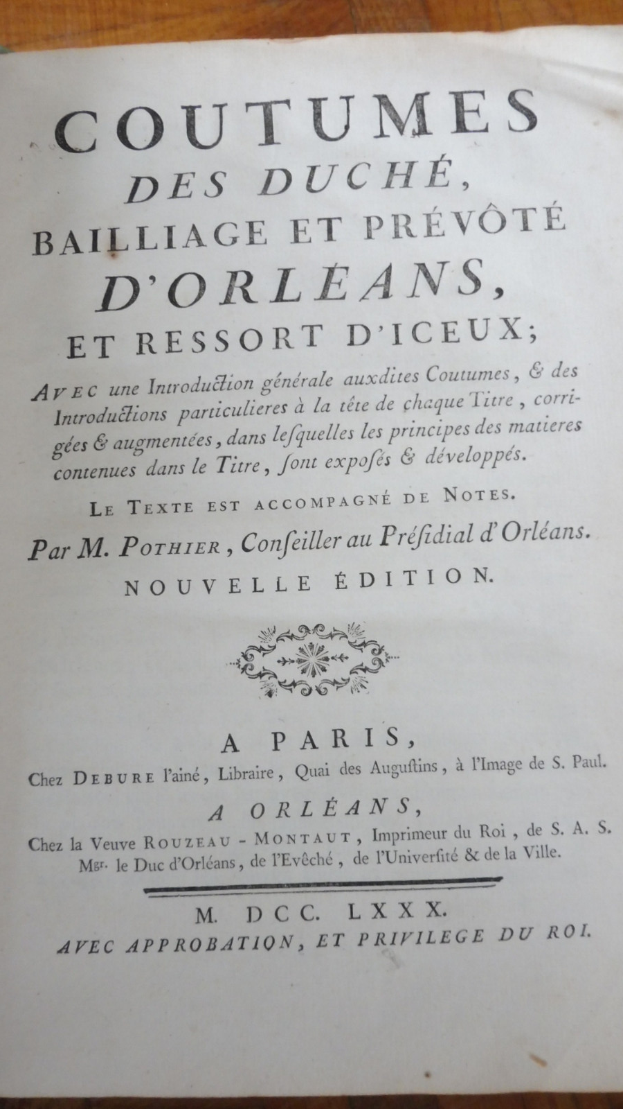 Coutume d'Orléans (Pothier) 1780