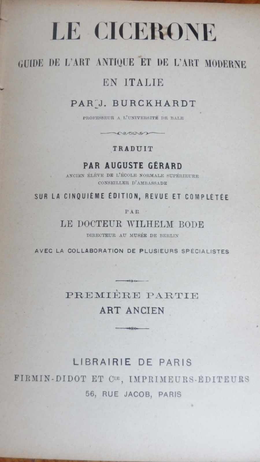 Le Cicérone. Art ancien (Jacob Burckhardt) s.d.