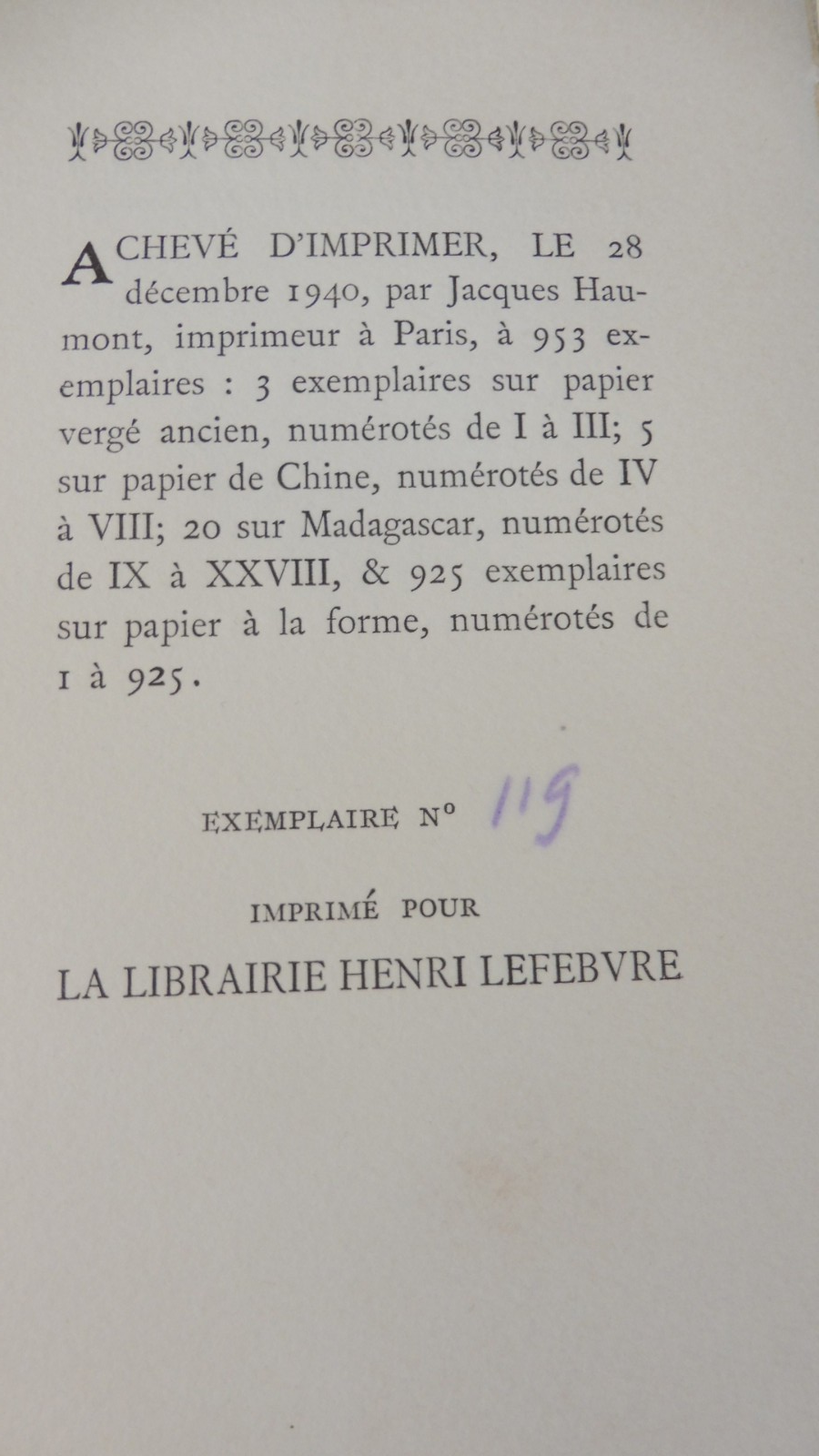 Discours sur les passions de l'amour (Pascal) 1941 NUMEROTE