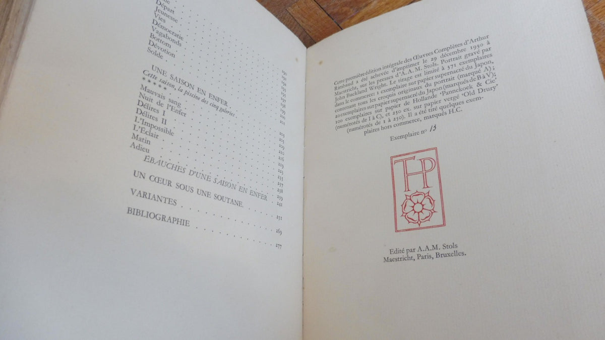 Oeuvres complètes d'Arthur Rimbaud 1931 Vergé NUMEROTE