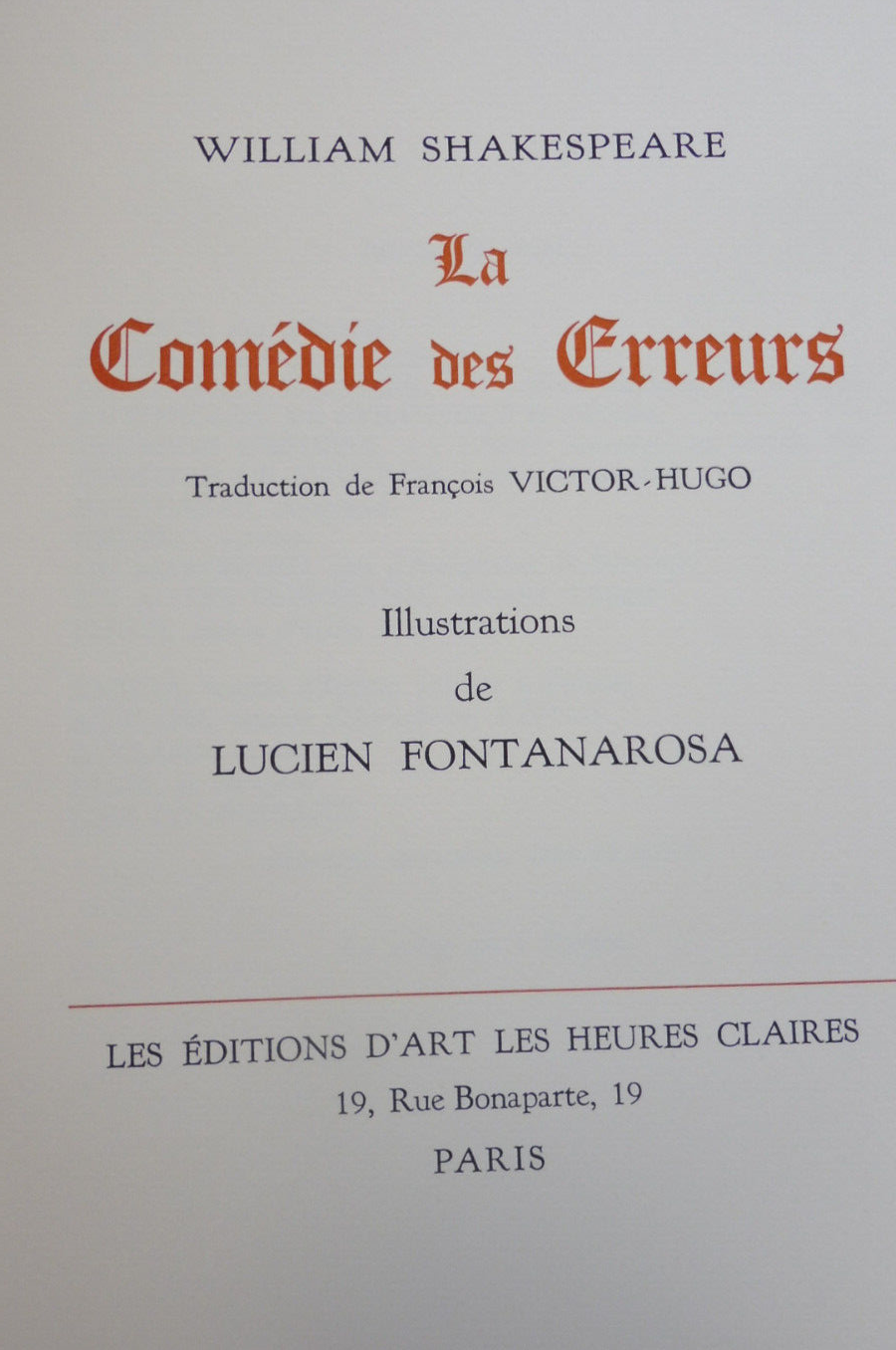 La Comédie des erreurs (Shakespeare) 1971 illus. Fontanarosa