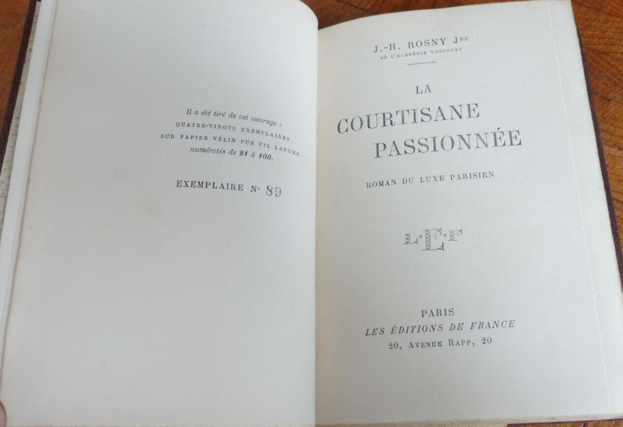 La Courtisane passionnée (J.-H. Rosny jeune) 1924 VELIN EO