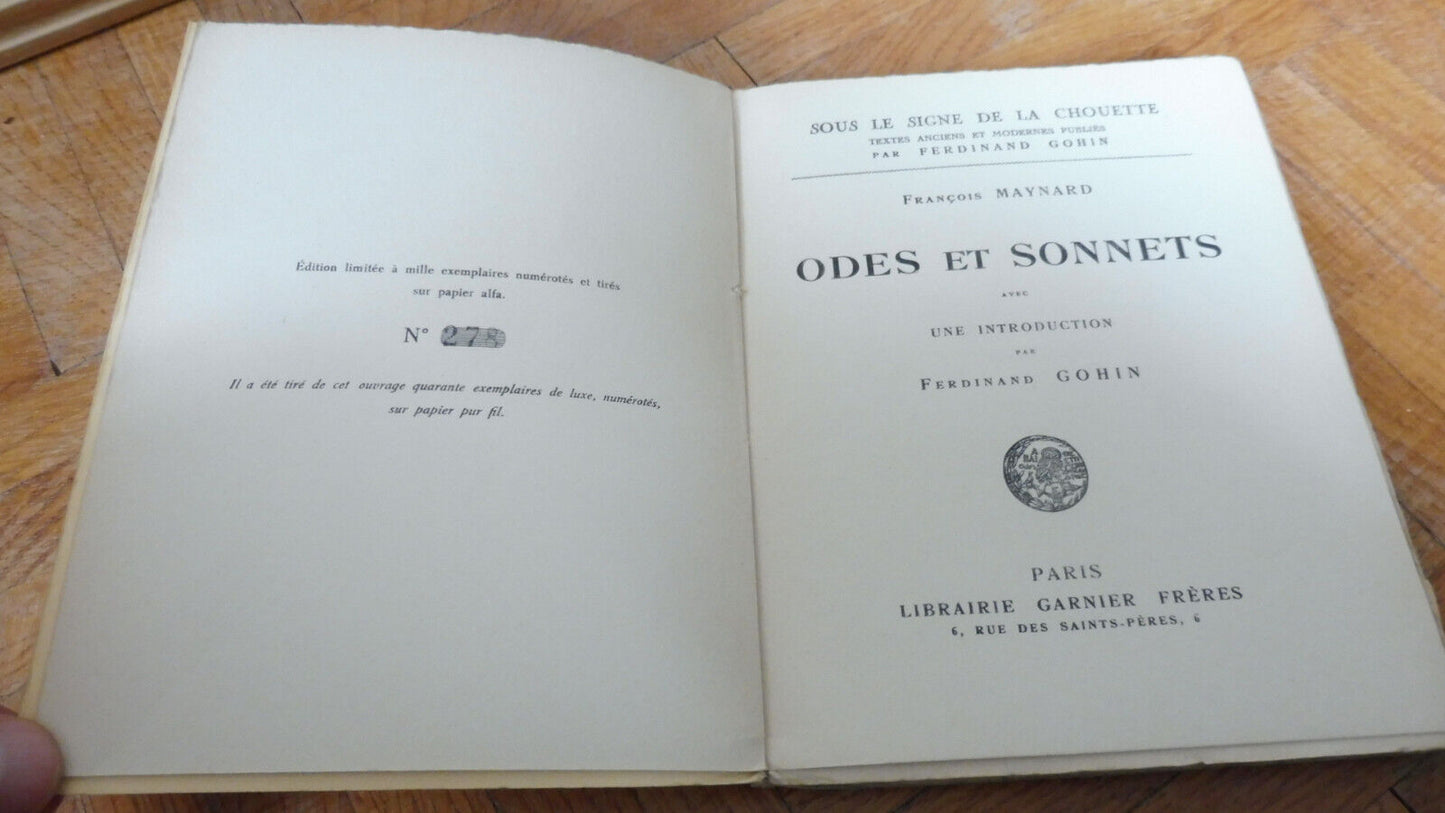 Odes et chansons (François Maynard) 1925 NUMEROTE ALFA