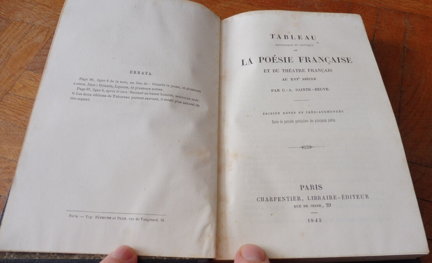 Tableau historique et critique de la poésie française (Sainte-Beuve) 1843