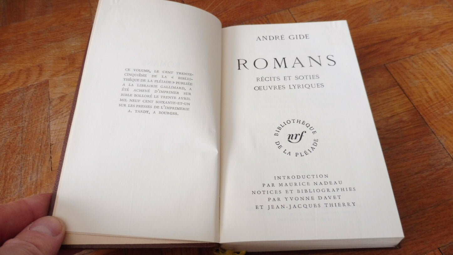 Romans d'André Gide 1961 PLEIADE